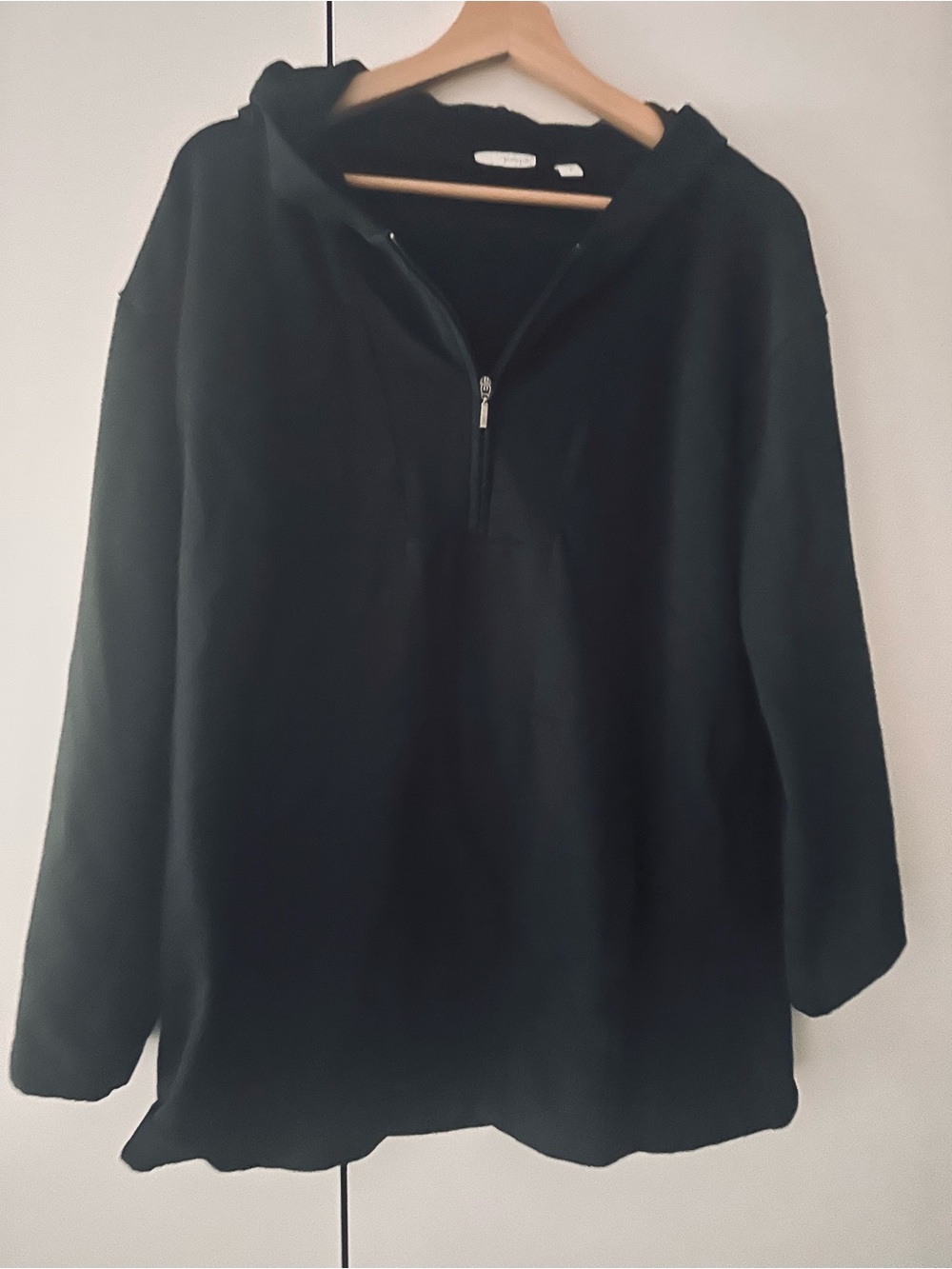 Black Half-Zip Hooded Pullover Top Pure J.Jill